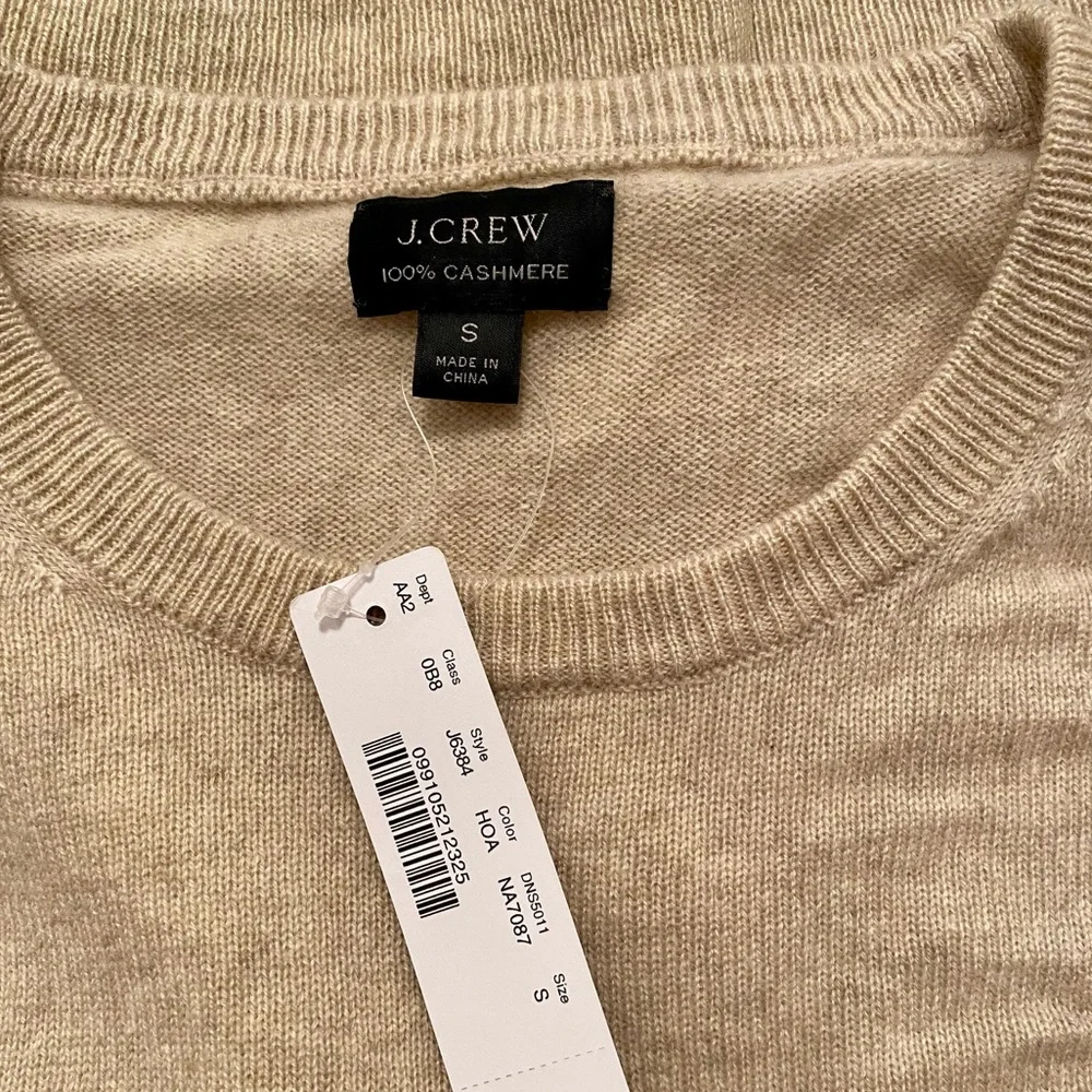JCrew Mens 100% Cashmere Sweater Cream Ivory Size Small S Preppy Knit Pullover